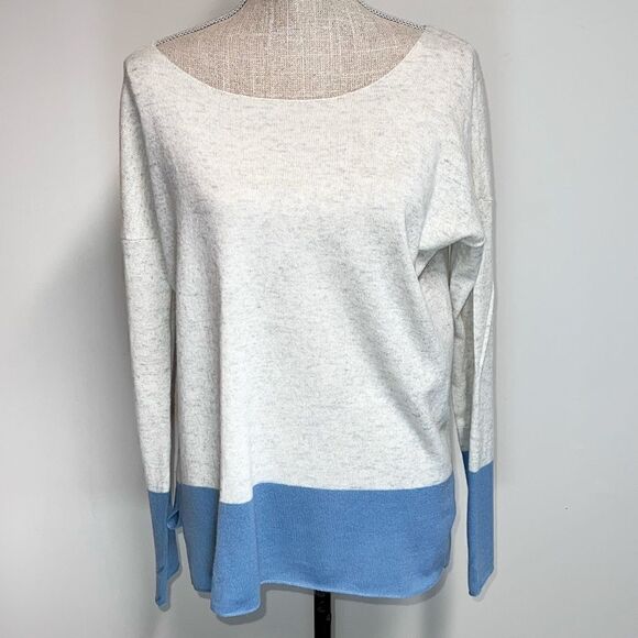 Vince Color Block 100% Cashmere Boat Neck Oversized Hi Low Sweater Womens Sz S - Picture 1 of 5